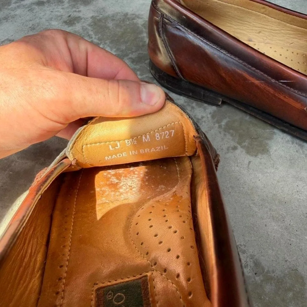 vintage 90's burnt orange leather tassel loafers shoes GH BASS & CO 9 1/2